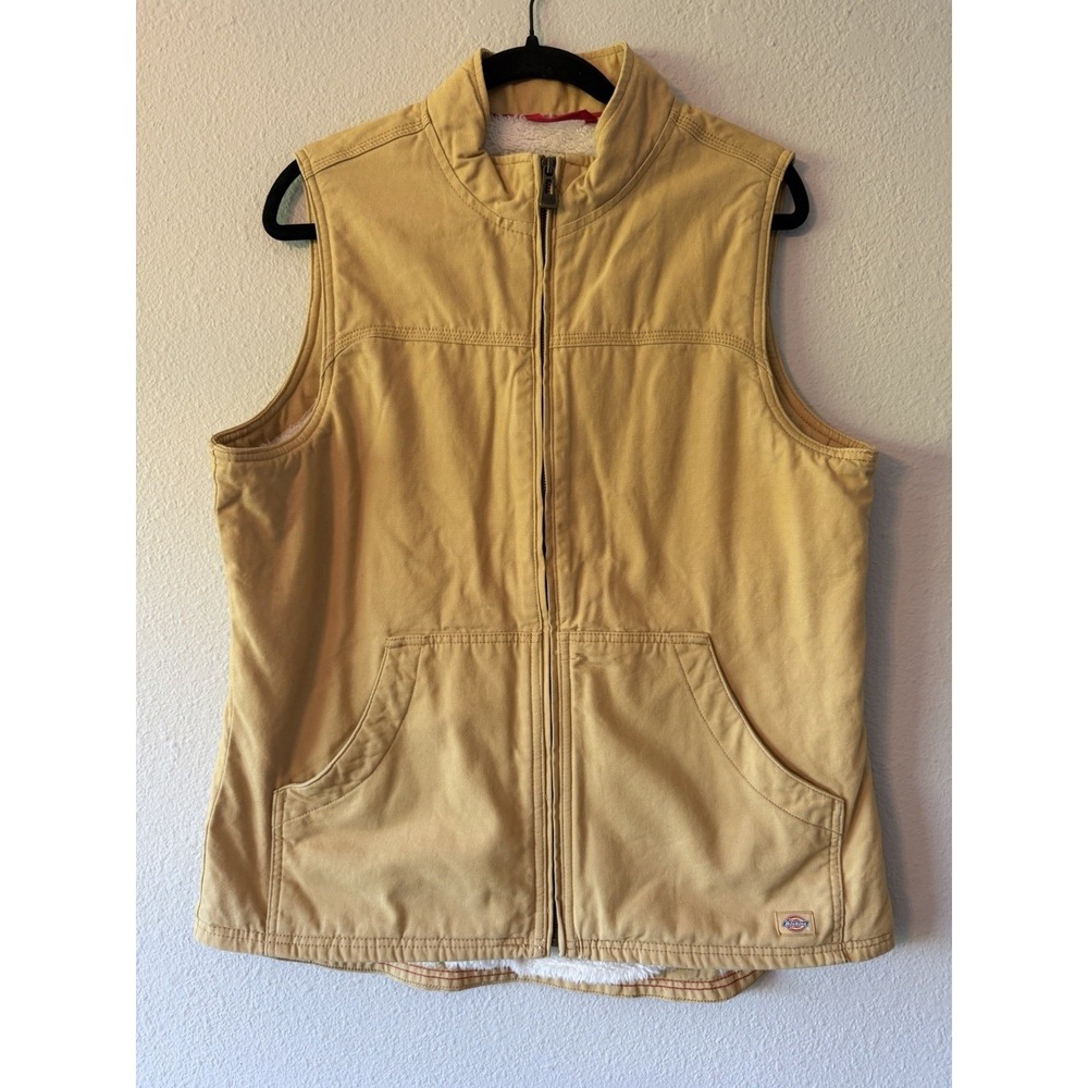 Dickies Sherpa-Lined Duck Canvas Vest In Brown Great Condition Size Medium